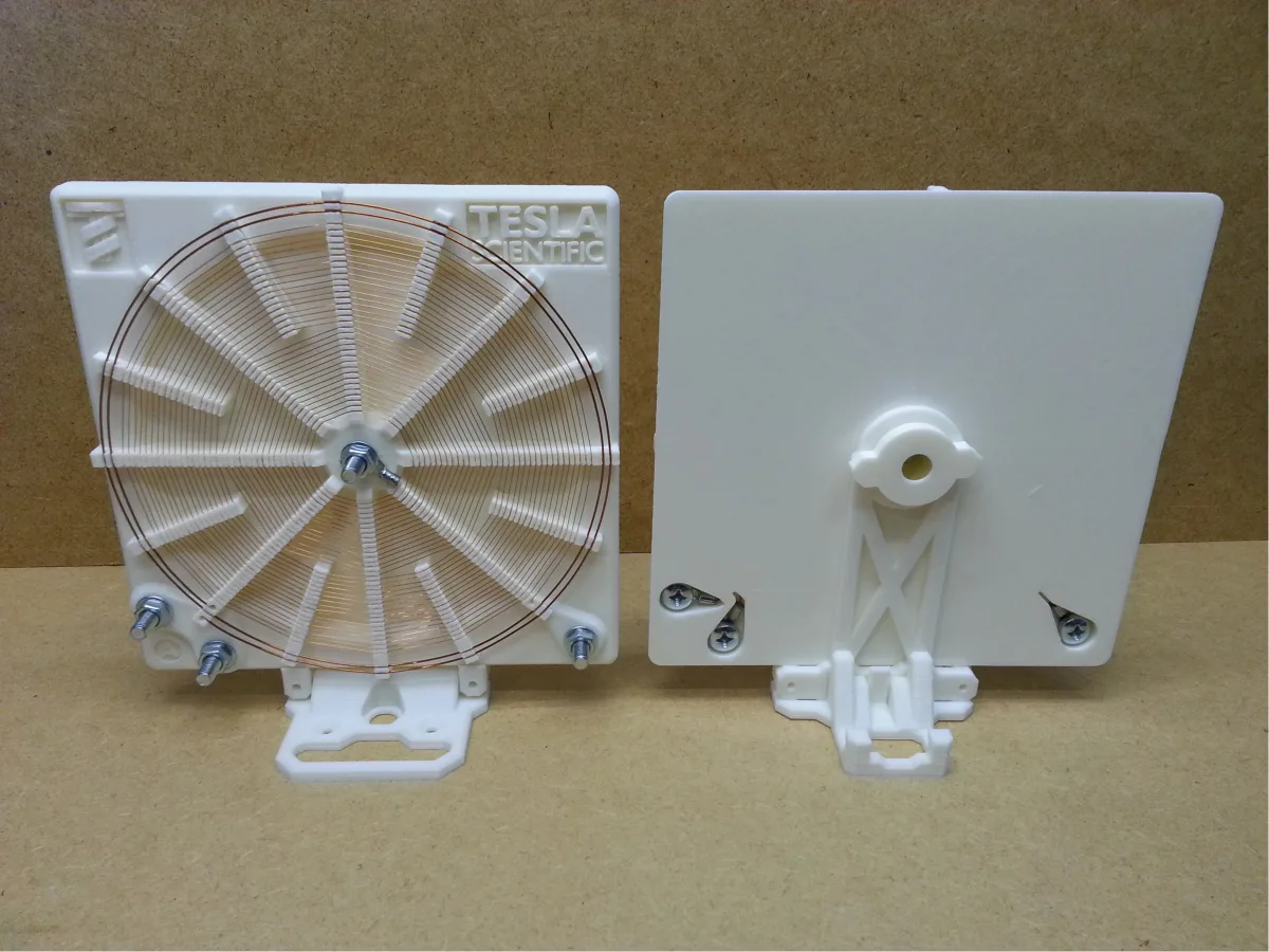 Coils A and B with stand in vertical position on desk