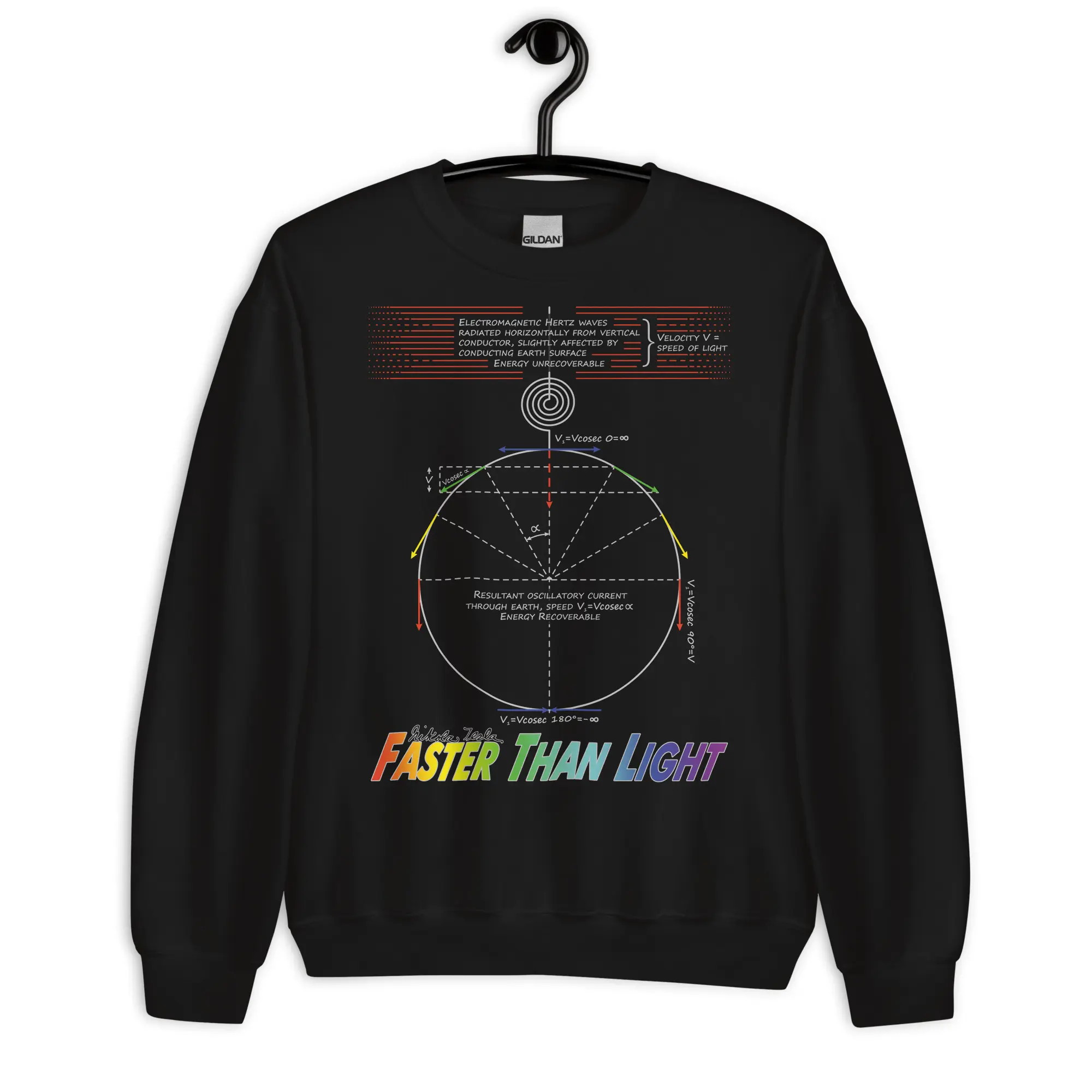 Nikola Tesla Sweatshirt - Faster Than Light 2 Nikola Tesla Sweatshirt - Faster Than Light (Black)