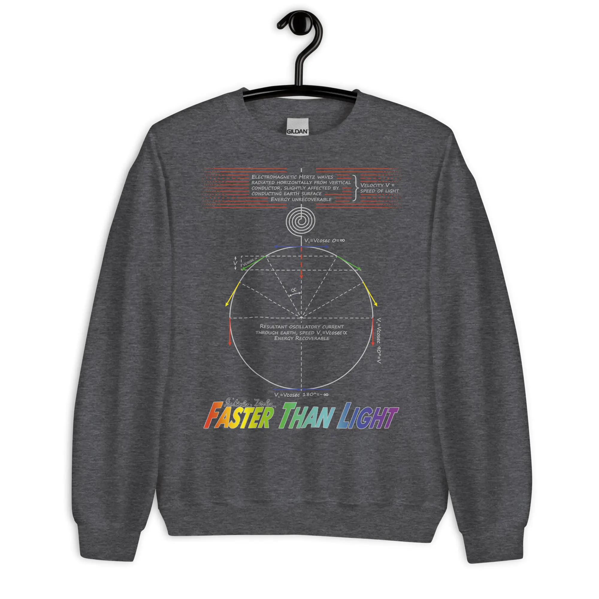 Nikola Tesla Sweatshirt - Faster Than Light 3 Nikola Tesla Sweatshirt - Faster Than Light (Dark Heather)