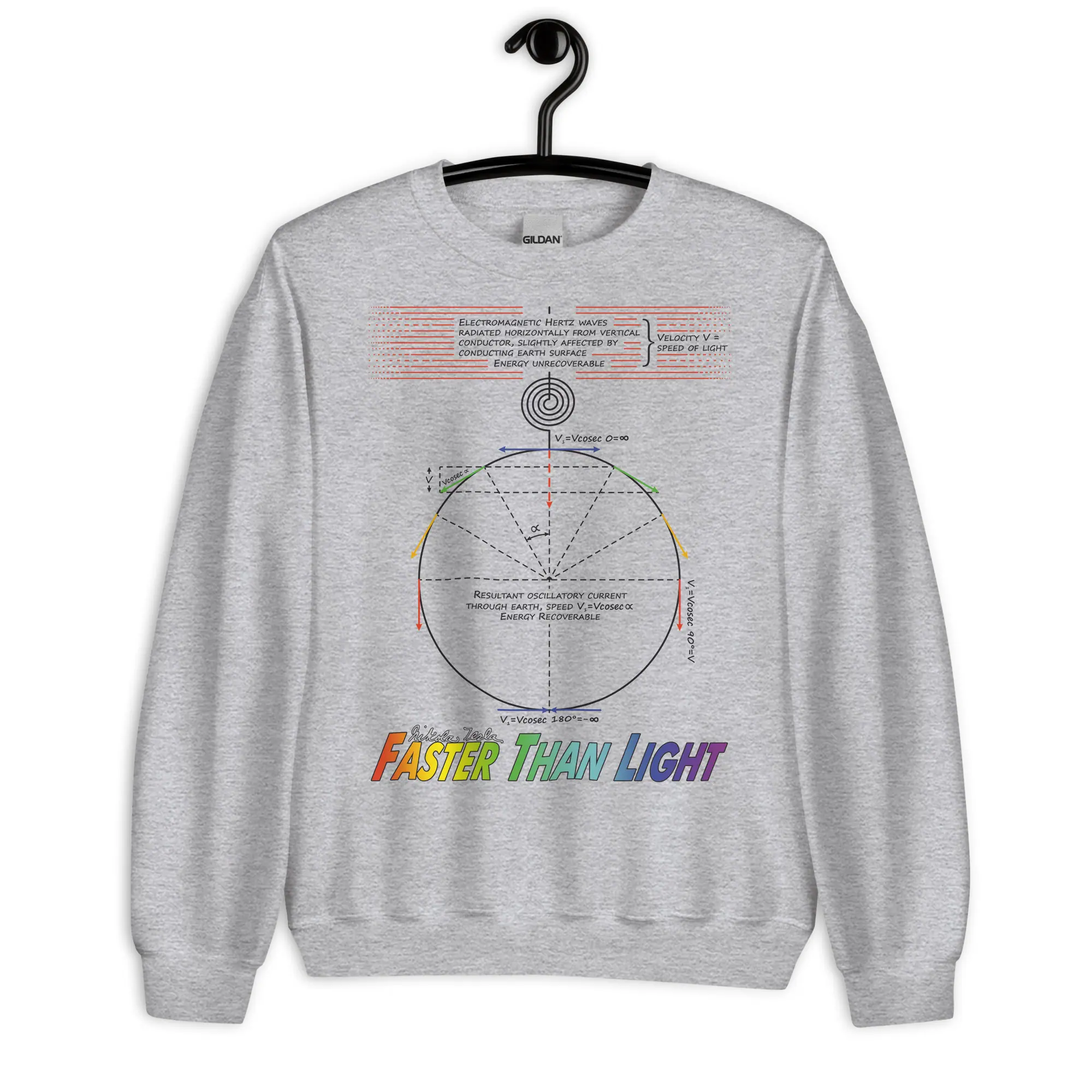 Nikola Tesla Sweatshirt - Faster Than Light 5 Nikola Tesla Sweatshirt - Faster Than Light (Sport Grey)
