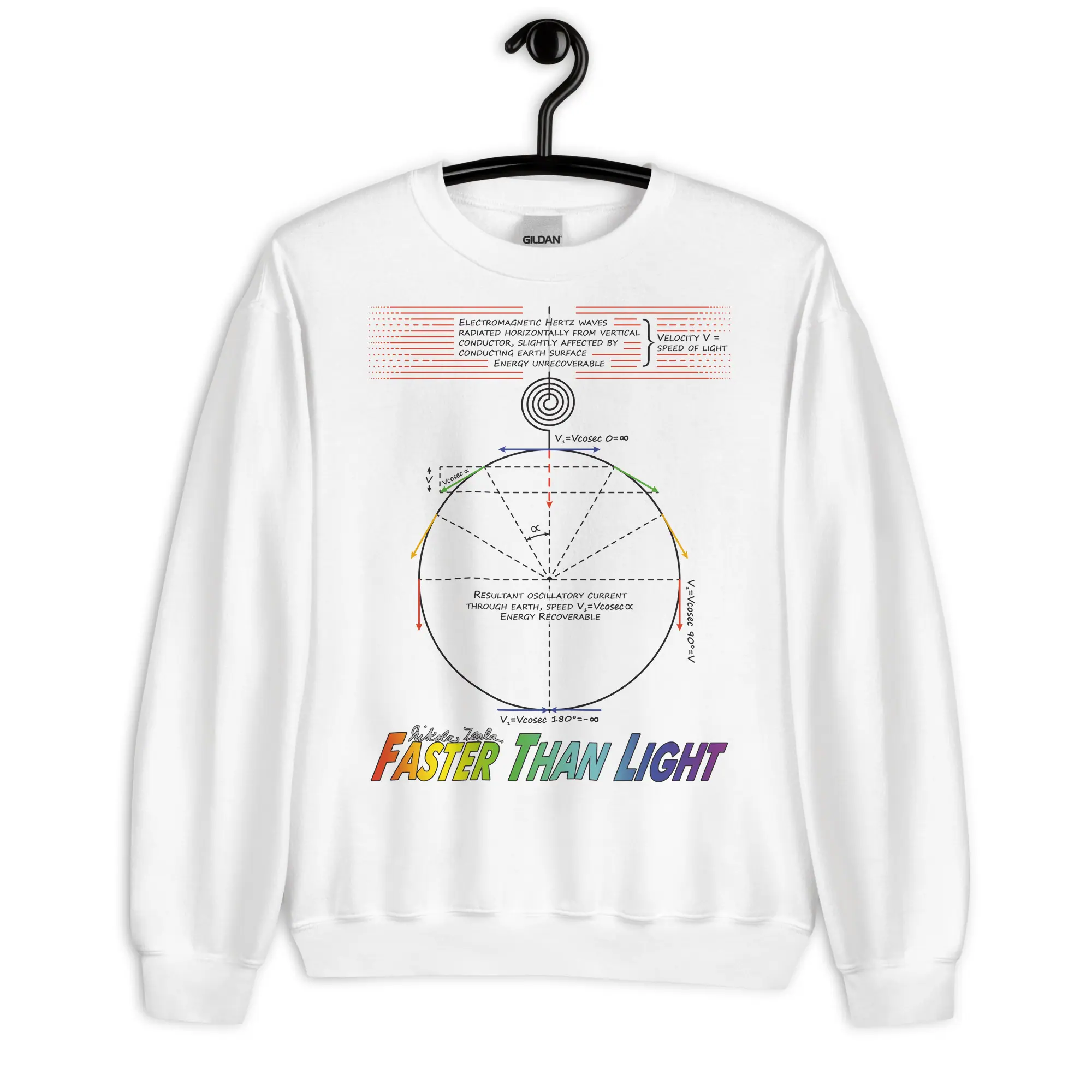 Nikola Tesla Sweatshirt - Faster Than Light 4 Nikola Tesla Sweatshirt - Faster Than Light (White)